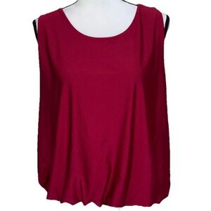 NINE WEST BLOUSE TOP CRANBERRY SLEEVELESS ELASTIC GATHERED WAIST WOMEN’S NEW XL